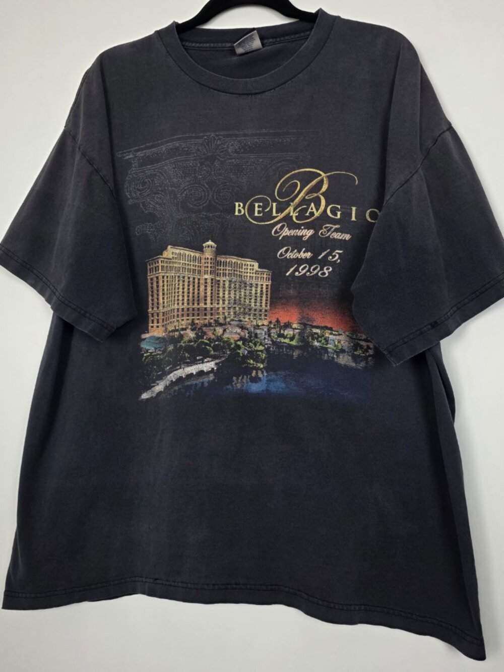 Vintage 90s Bellagio Opening Team 1998 Distressed Mens 2XL Short Sleeve T Shirt